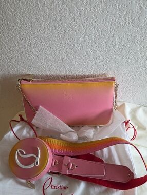 Christian Louboutin Loubila Sunset Degrade Pink & Yellow 2-Way Shoulder Bag NWT